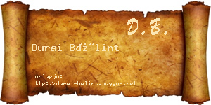 Durai Bálint névjegykártya